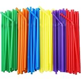 ALINK 200-Pack Flexible Drinking Straws, Assorted Colors Plastic Disposable Bendy Straws - 7.75" x 0.23"