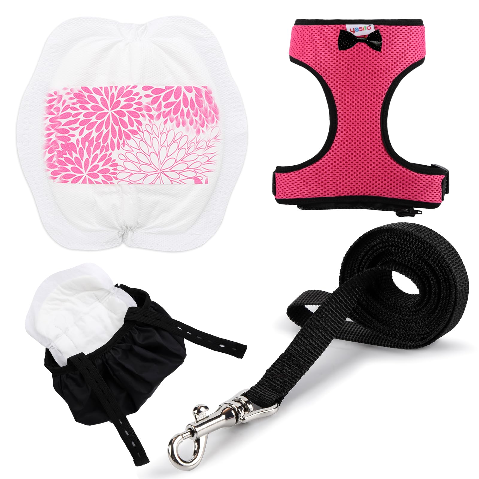 Yesito Chicken Harness Hen Size with 6ft Matching Leash – Adjustable, Resilient, Comfortable, Breathable, Large Size, Suitable for Chicken Weighing About 6.6 Pound,Pink