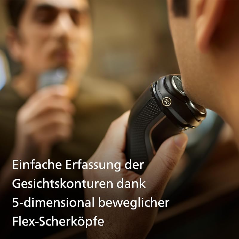Shaver Series 3000 – Elektrischer Rasierer für Herren, Nass- und Trockenrasur, Schwarz, mit SkinProtect-Technologie, ausklappbarem Bartschneider, Ladestation und Reisetasche (Modell S3342/13)