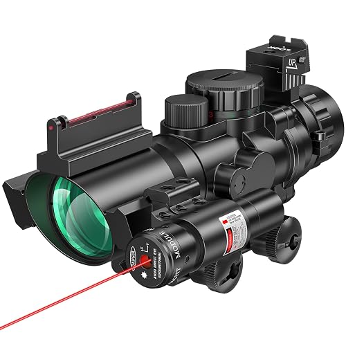 MidTen 4x32 Prism Tactical Rifle Scope Red & Green & Blue Illuminated ...