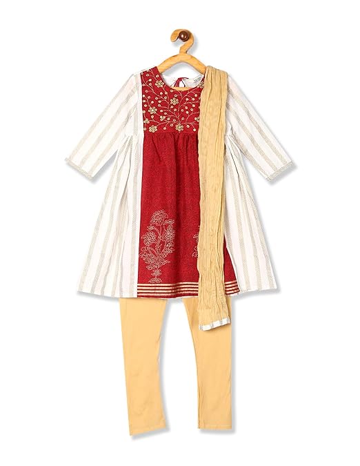 Girl's cotton a-line Salwar Suit Set