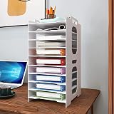 PUNCIA 10-Tier A4 Paper Tray Desk Organizer White Office Storage Rack