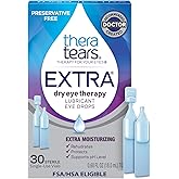 TheraTears Extra Dry Eye Therapy Preservative-Free Lubricating Eye Drops for Dry Eyes, 30 Single-Use Vials