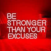 Allball Be Stronger Than Your Excuses Neon Sign, Gym Neon Light Motivational Sign USB Powered LED Dimmable, for Gym Office Classroom Bedroom Bar Gymnastic Athletes Sign(15.7 * 10.6 In)