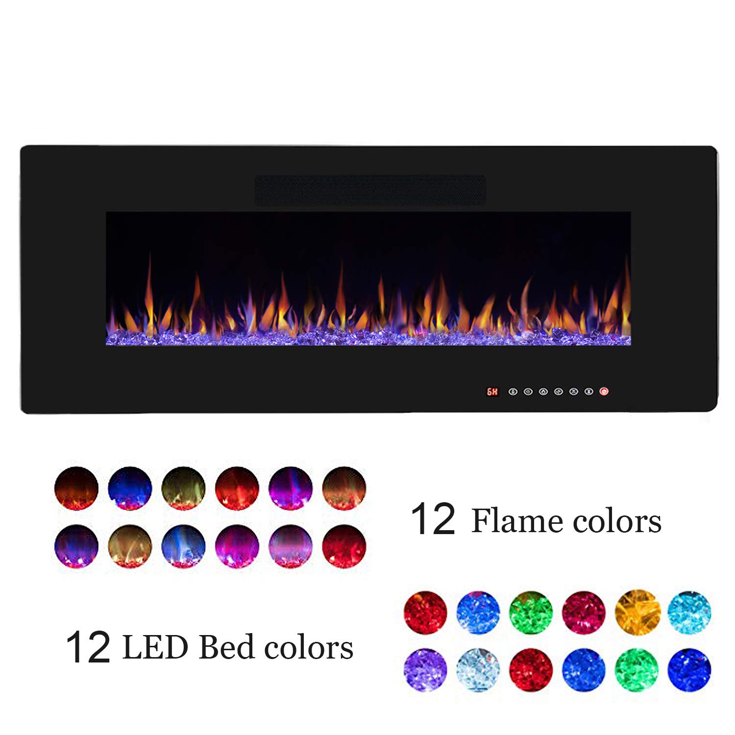 R W Flame 50 Electric Fireplace Recessed Wall Mounted And In