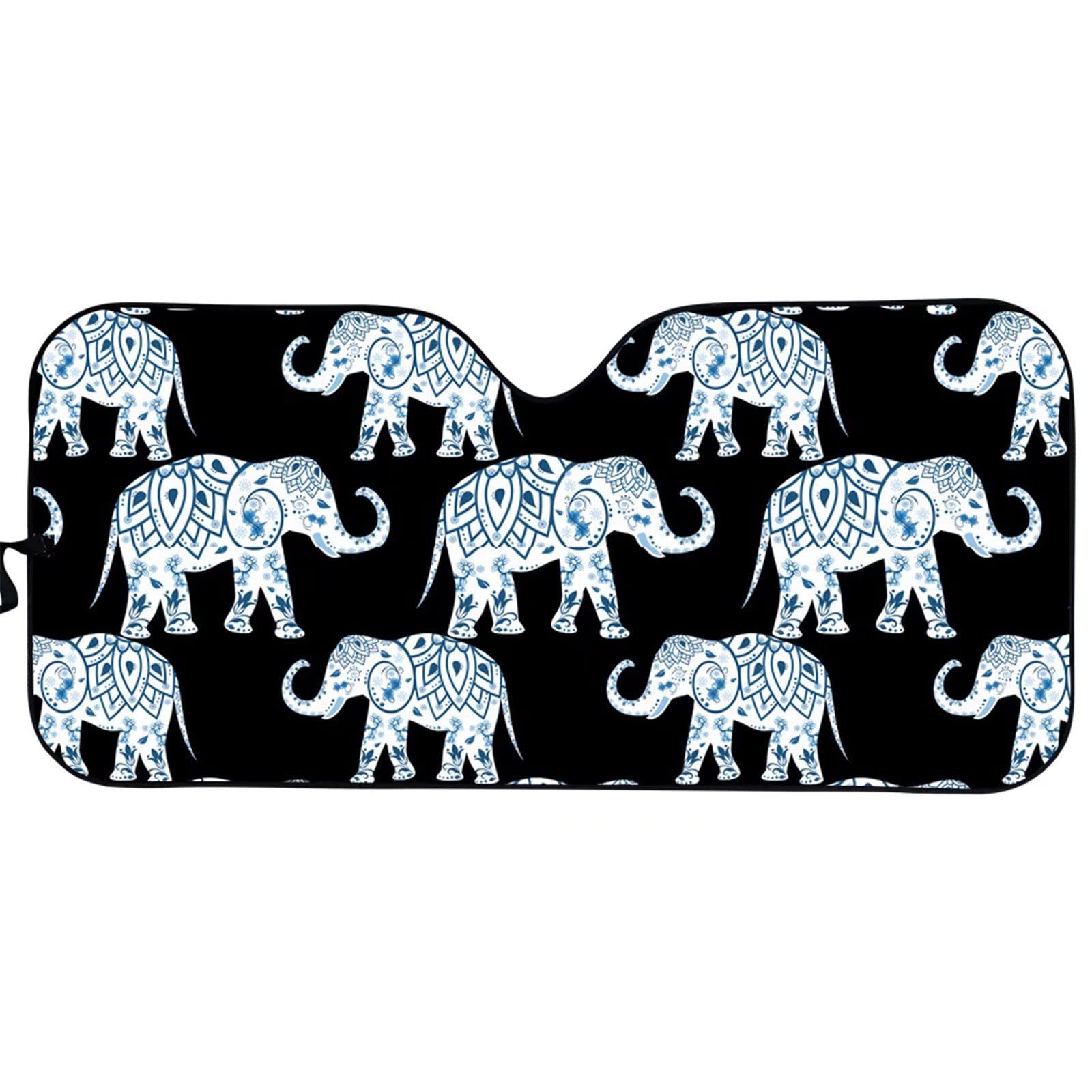 POLERO Boho Elephant Auto Sunshade Bohemian Mandala Elephants Windshield Sun Shade Foldable Heat Reflector Sunshade for Sun Visor