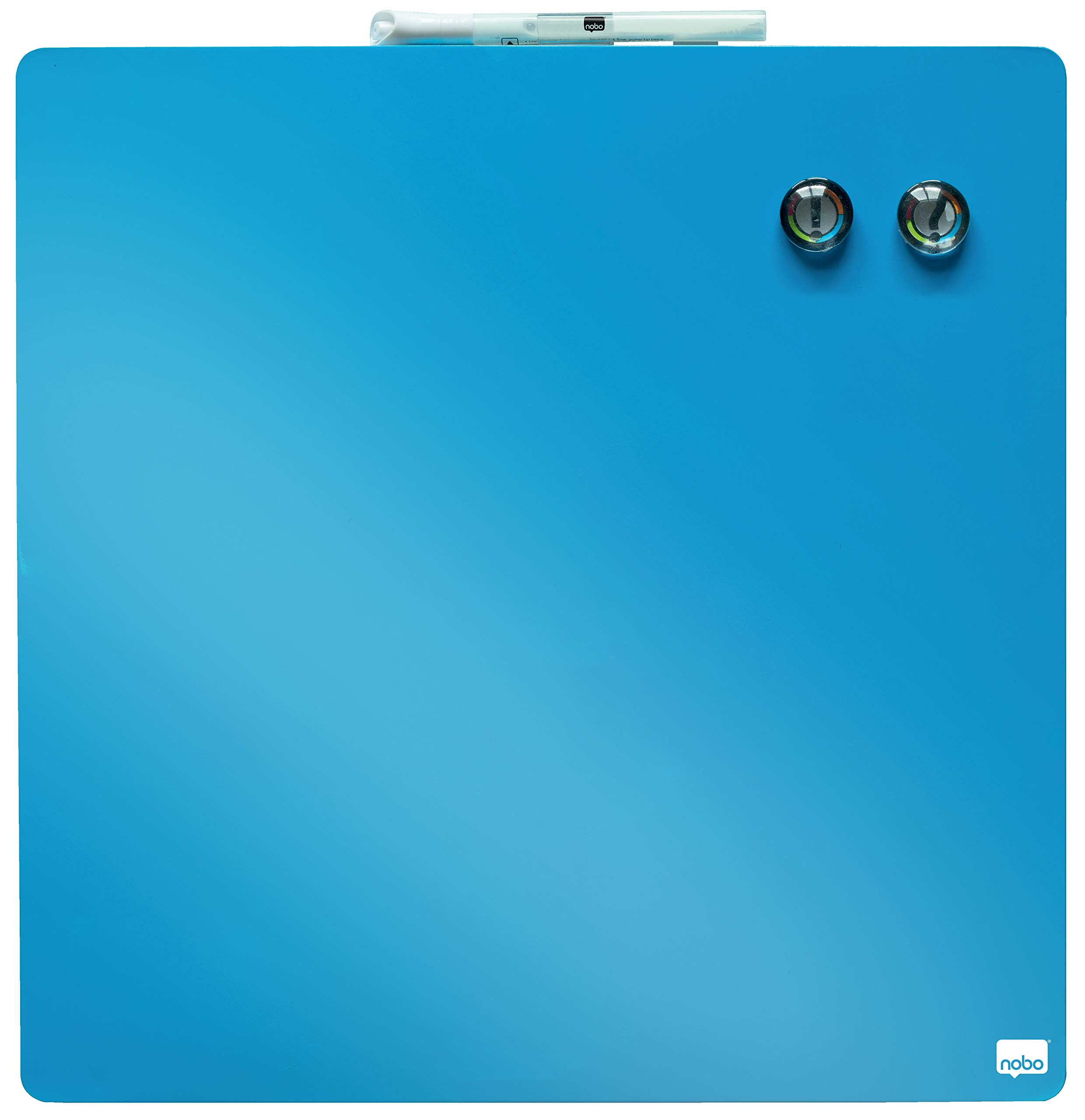 Nobo Mini Magnetic Whiteboard Coloured Tile, Frameless, Dry Wipe, Easy Clean, Wall Mountable, Home/Office, 360 x 360 mm, Blue, 1903873