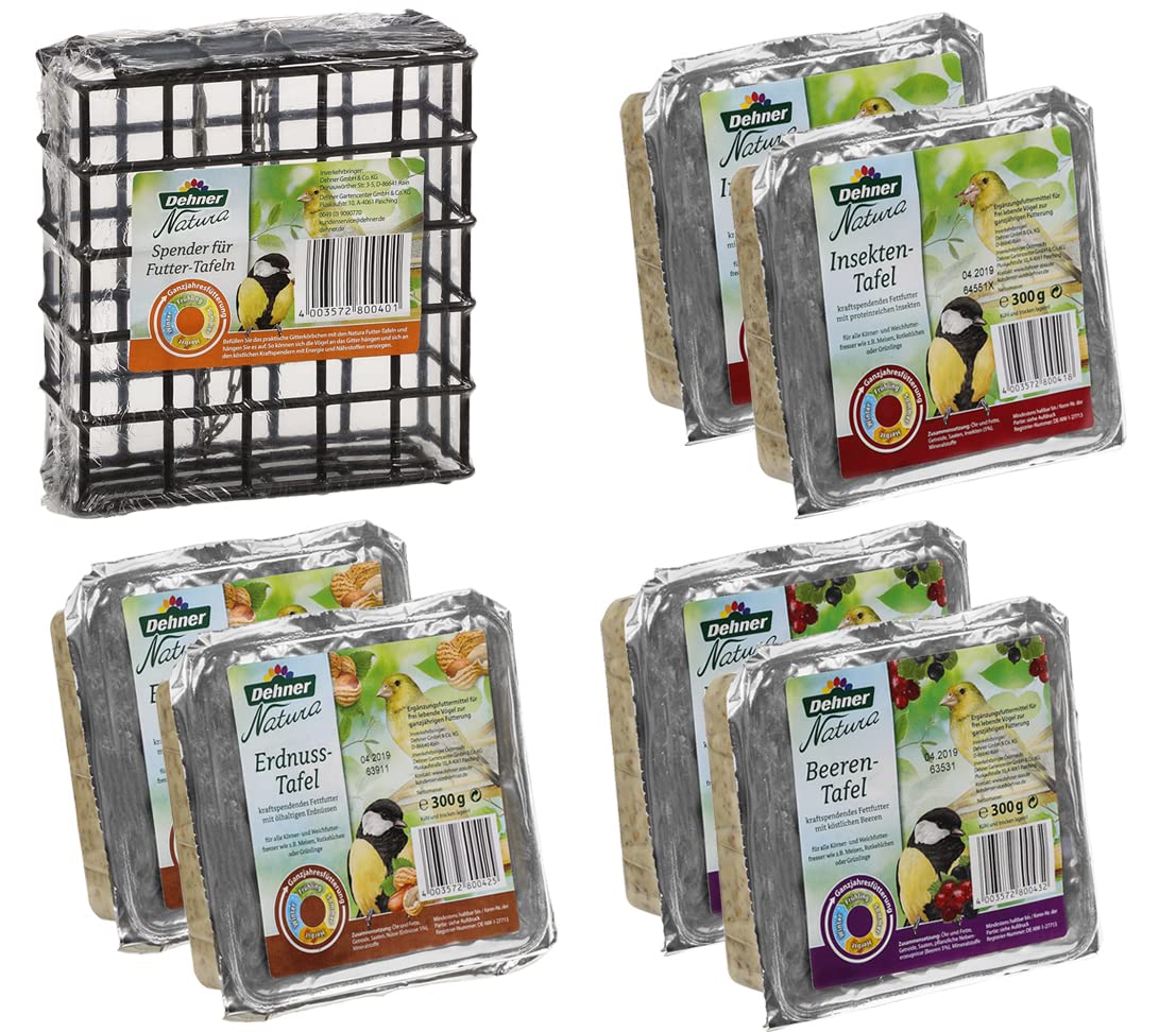 Dehner Natura Wild Bird Food Table Mix with Dispenser 7-Piece