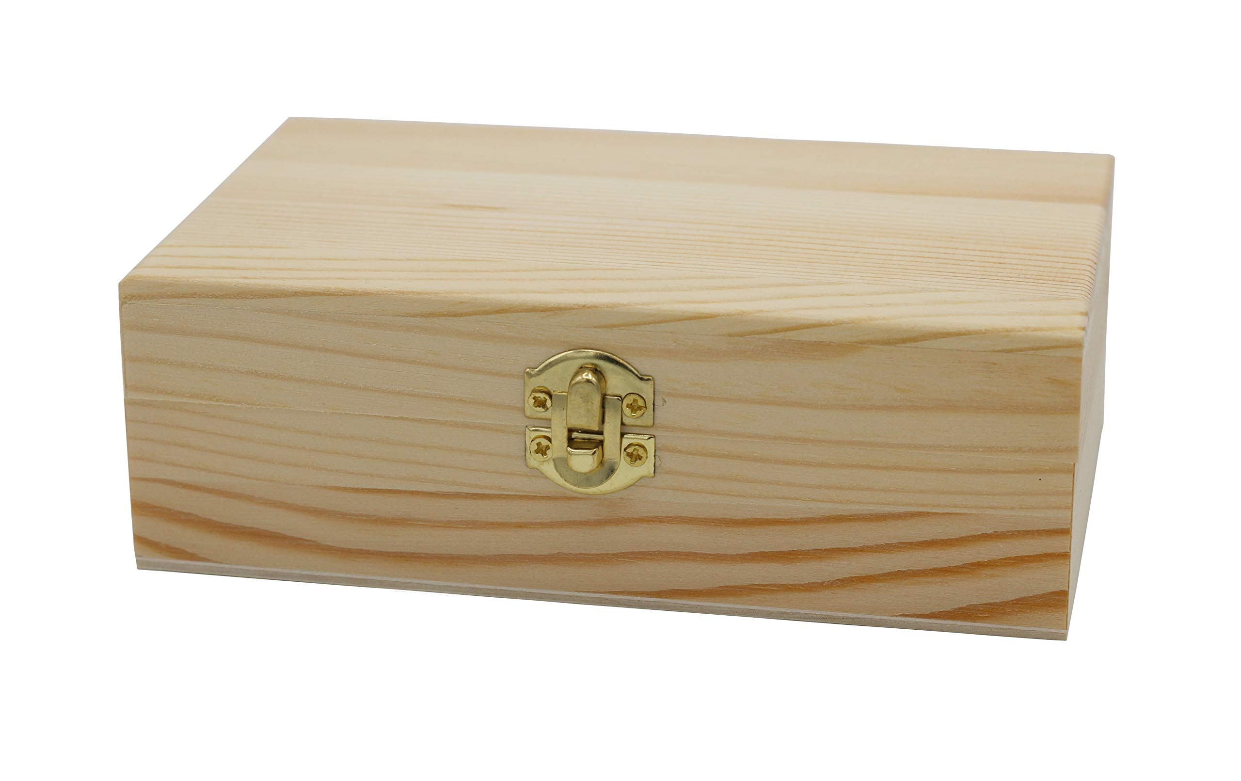 Creative Hobbies Unfinished Wood Craft Box – Light Unfinished Wood with Clasp – Make Your Own Gift Box, Jewelry Box, Photo Box - Decorate with Paint, Ribbon, Decoupage and More – 6