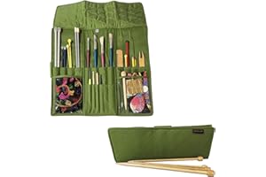 Yazzii Knitting Needles Case - Travel Organizer for Knitting Needles - Rolling Organizer Case Green