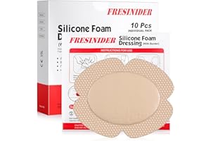 FRESINIDER 5"x6.25" (Pack of 10) Wound Silicone Sacral Foam Dressing Sacrum Foam Adhesive with Border - Waterproof Absorbent Breathable Bed Sore Pressure Pads