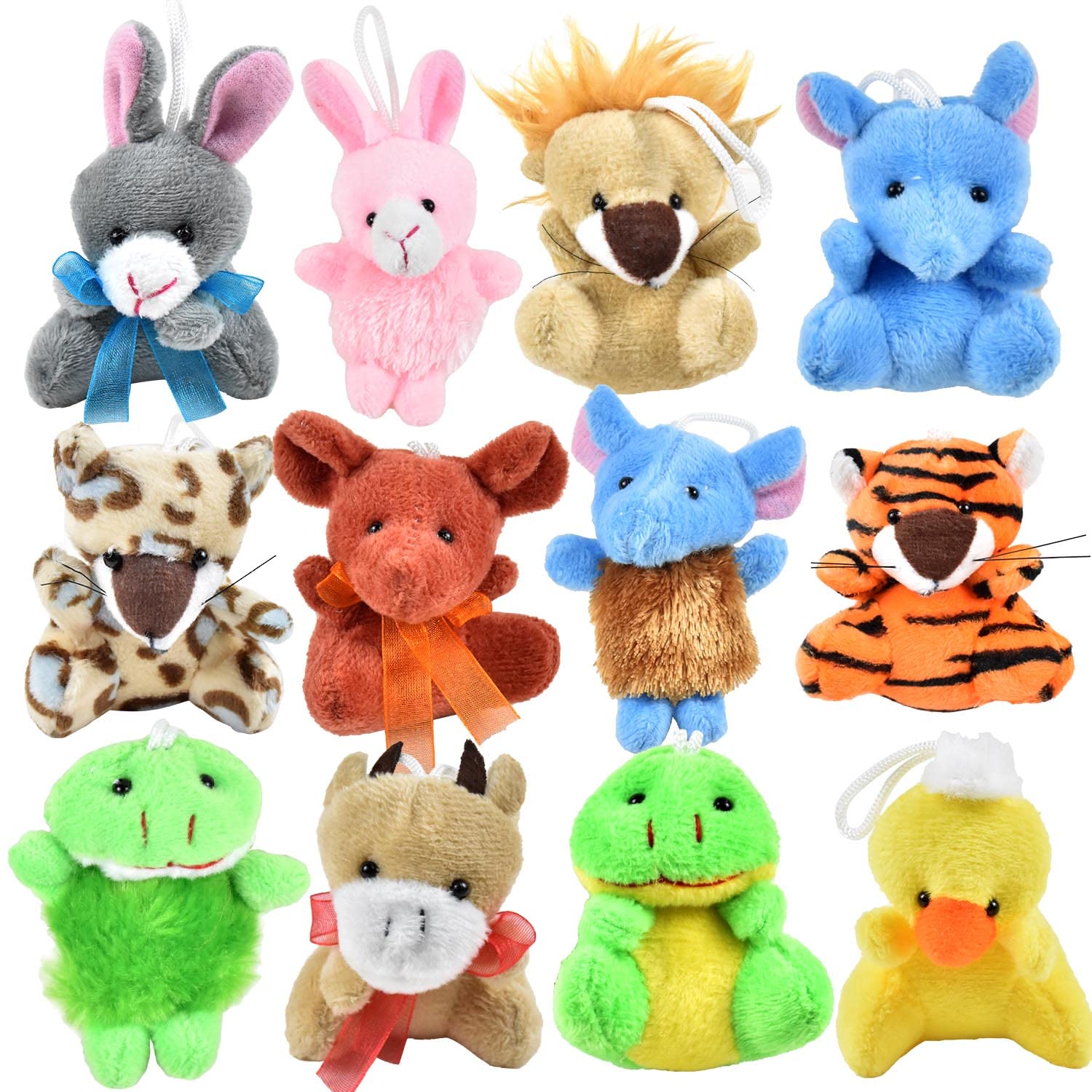 Cemirk Mini Animal Plush Toy Set - Perfect Party Favors and Classroom Prizes for Kids 4-8 - Cute and Colorful Goodie Bag Stuffers, 12 pack