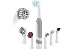 kHelfer Electric Cleaning Brush with Battery Power, KH6A Small Electric Grout Brush&5 Replacement Brush, Lightweight Waterproof Stainless Steel Wire Brush for Grout, Tile, Corner, Kitchen, Bathroom