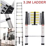 Lucn Telescopic Loft Ladder 3.2m 11 Steps Stainless Steel Extendable view 9