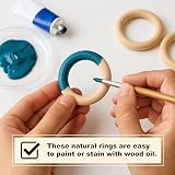DDSHUN 20 Pcs Unfinished Wooden Rings 55mm Natural Round Craft Connectors view 5