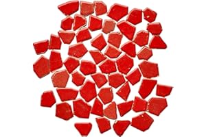 SMAYT YI 200g Bulk Ceramic Mosaic Pieces Irregular Mosaic Tile for Home Crafts Bathroom Flower Pot Outdoor Tables Coasters Decoration(0.8-1.2inch,Red)