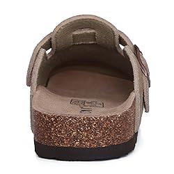 KIDMI Women's Genuine Suede Clogs Cork Footbed