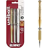 uniball Signo Gel Impact Pens, Bold Point (1.0mm), Assorted Metallic, 3 Pack