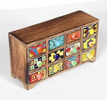 Buy Universal Art 12 Drawer Wooden Chest With Ceramic Drawers