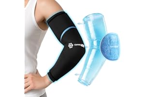 ComfiTECH Dual-Gel Full Arm Ice Pack Wrap with Extended 30-Min Cooling for Elbow, Detachable Cold Pack & Flexible Gel Ice Sle