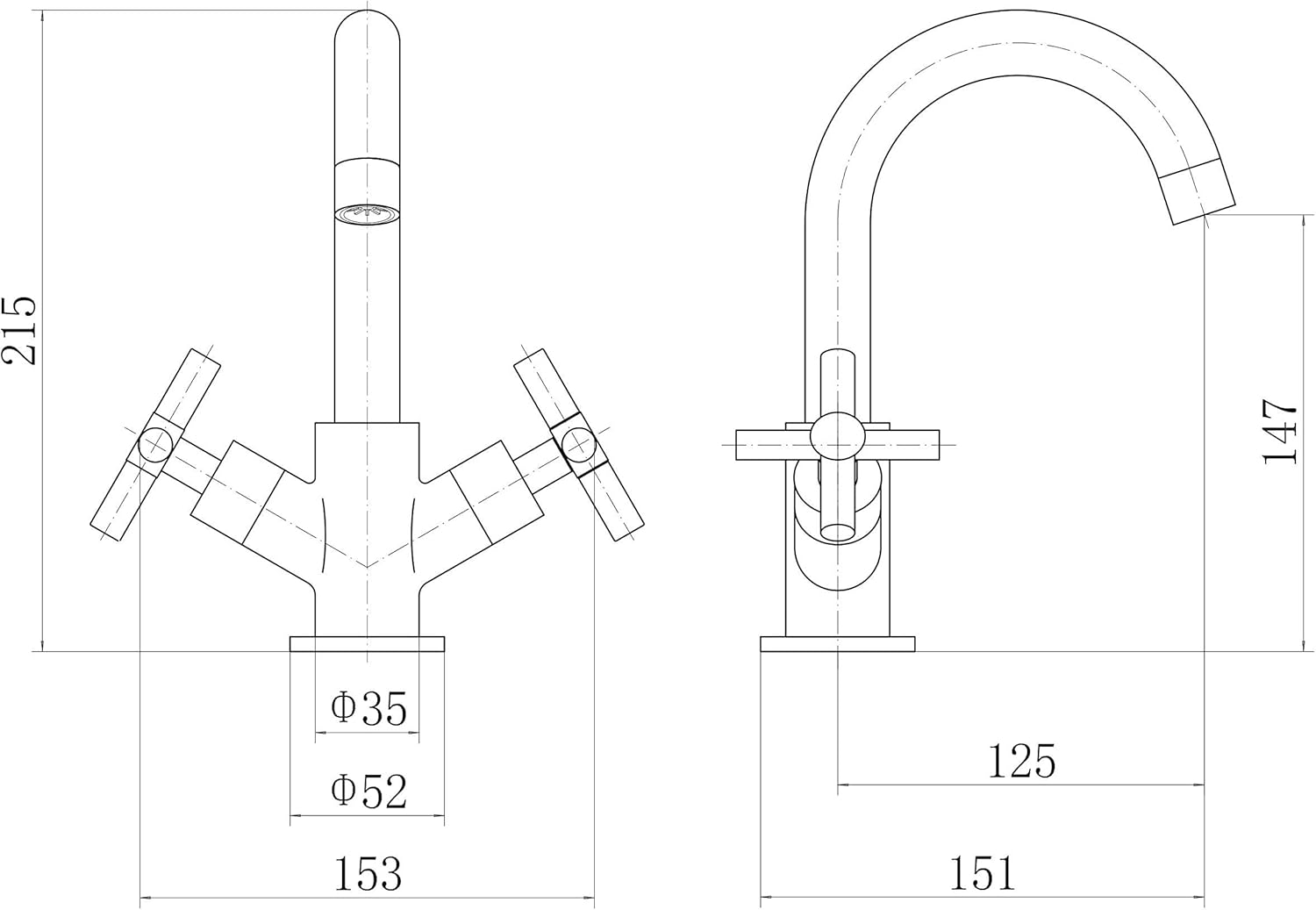 VeeBath Elmbridge Crosshead Mono Basin Mixer Tap Brass with Spring Plug Push Button Waste 1/2" BSP Fitting and Flexi Pipes - Chrome - Image 3