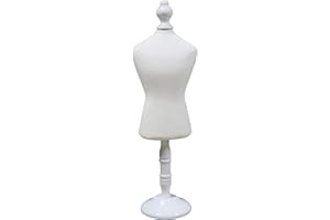 DE-LIANG Mini Dog Dress Form(Not Adult Full Size) White Mannequin for Doll Pet Clothes Miniature Sewing Dress Display Rack with Wooden Round Base Fully Pinnable