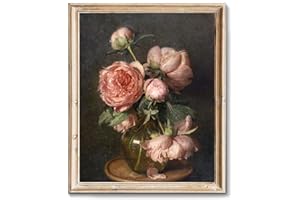 RETRART Vintage Floral Wall Art Prints, Retro Flower Botanical Painting Farmhouse Wall Decor, Vintage Painting Rustic Still Life Roses Prints for Bedroom Living Room Bathroom Wall Decor -8x10" Unframed