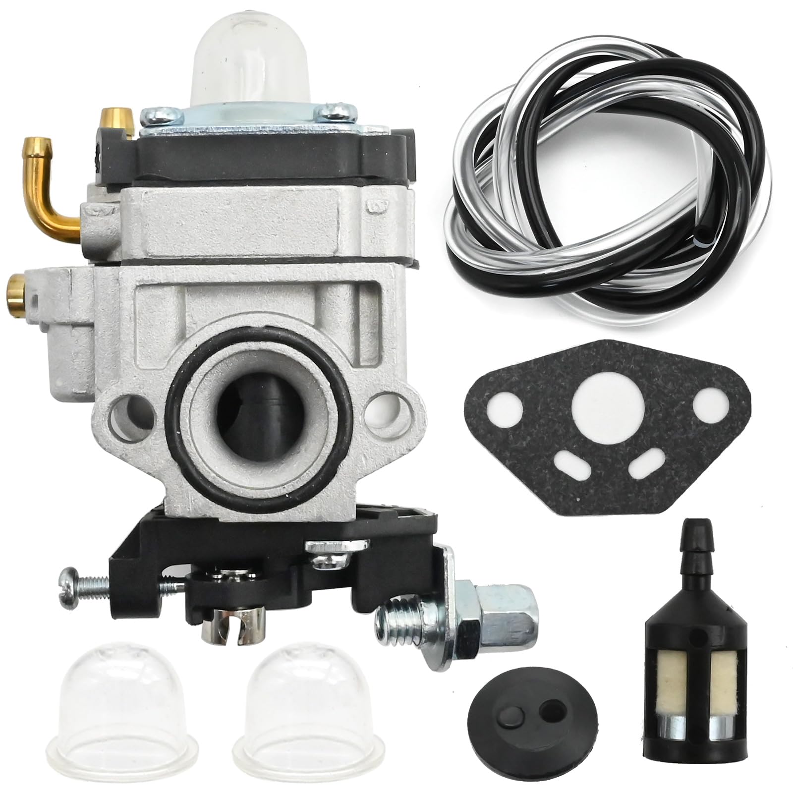 JUUDDENPARTS Carburetor Carb Kit with Strimmer Fuel Pipe Primer Bulb for 22cc 26cc 33cc 34cc 36cc Chainsaw Hedge Trimmer Brushcutter Engine