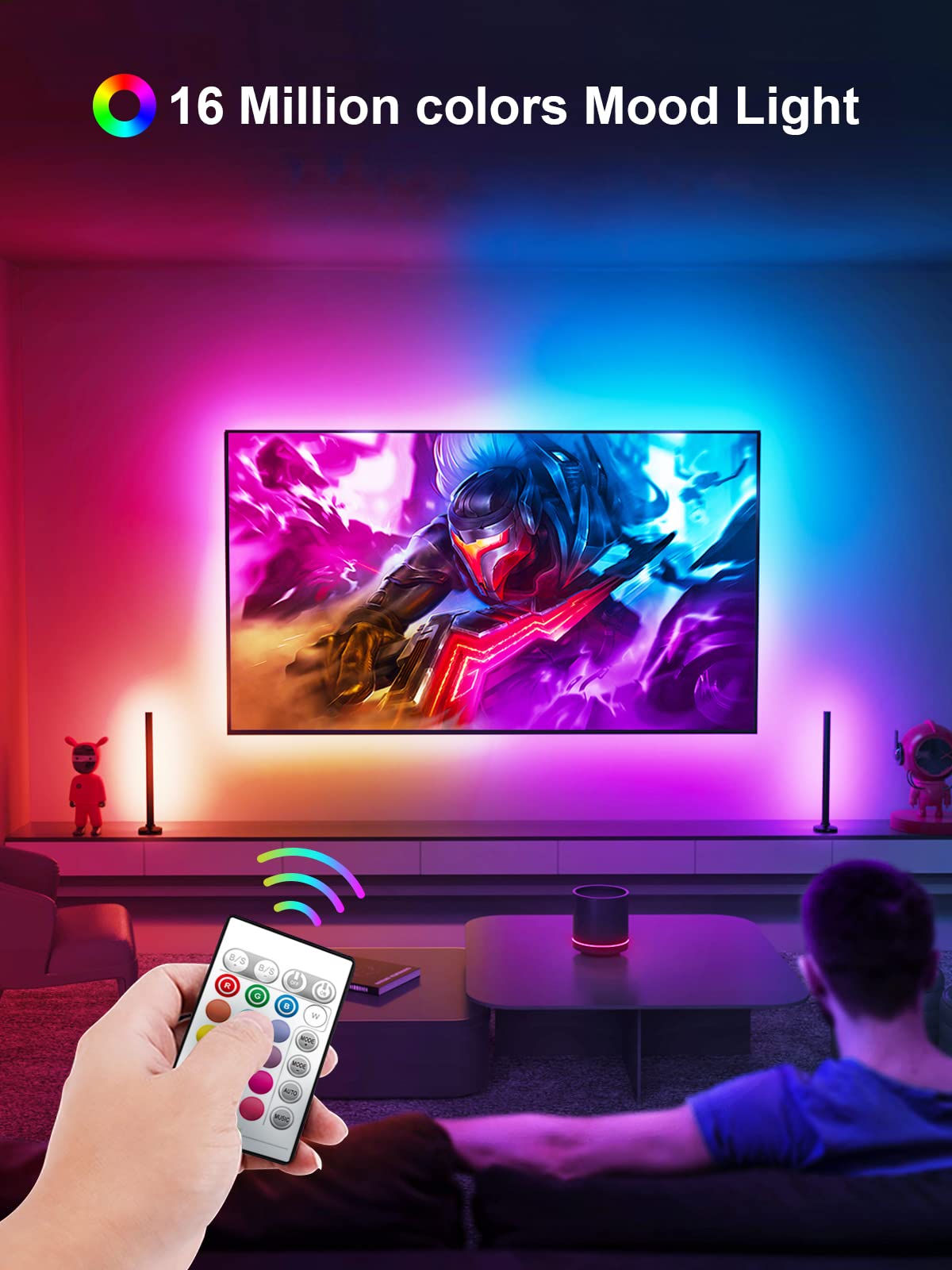 LED Lights for TV, 16.4ft LED Lights for 45-75 Inch TVs, RGB TV Backlight Behind, Music Sync Bluetooth APP & Remote Control Strip Lights USB Powered for Bedroom, Gaming, Home Décor