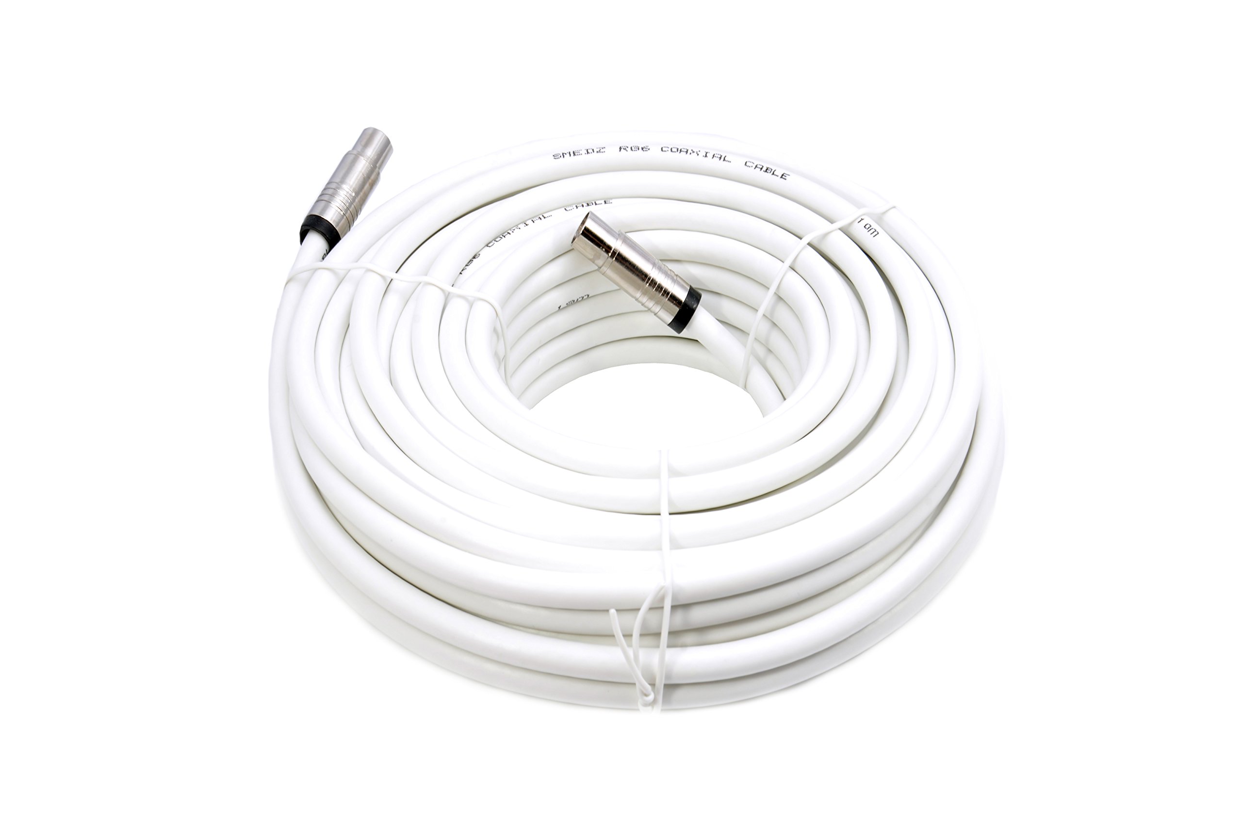 MAST DIGITAL YCAB01L Smedz 5 m TV Aerial Cable Extension Kit with Premium Fitted Compression IEC Male to Male Connectors - White