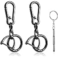 DAYGOS Universal Car Keychain for Men, Detachable Key Chain with Horseshoe Shape D-Ring and Quick Release Spring Key Rings, Metal Carabiner Clips for Keys (2Pack/Black)