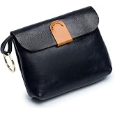 Premium Genuine Leather Mini Coin Purse, Black | 3-in-1, Card Holder, Key Case, For Women