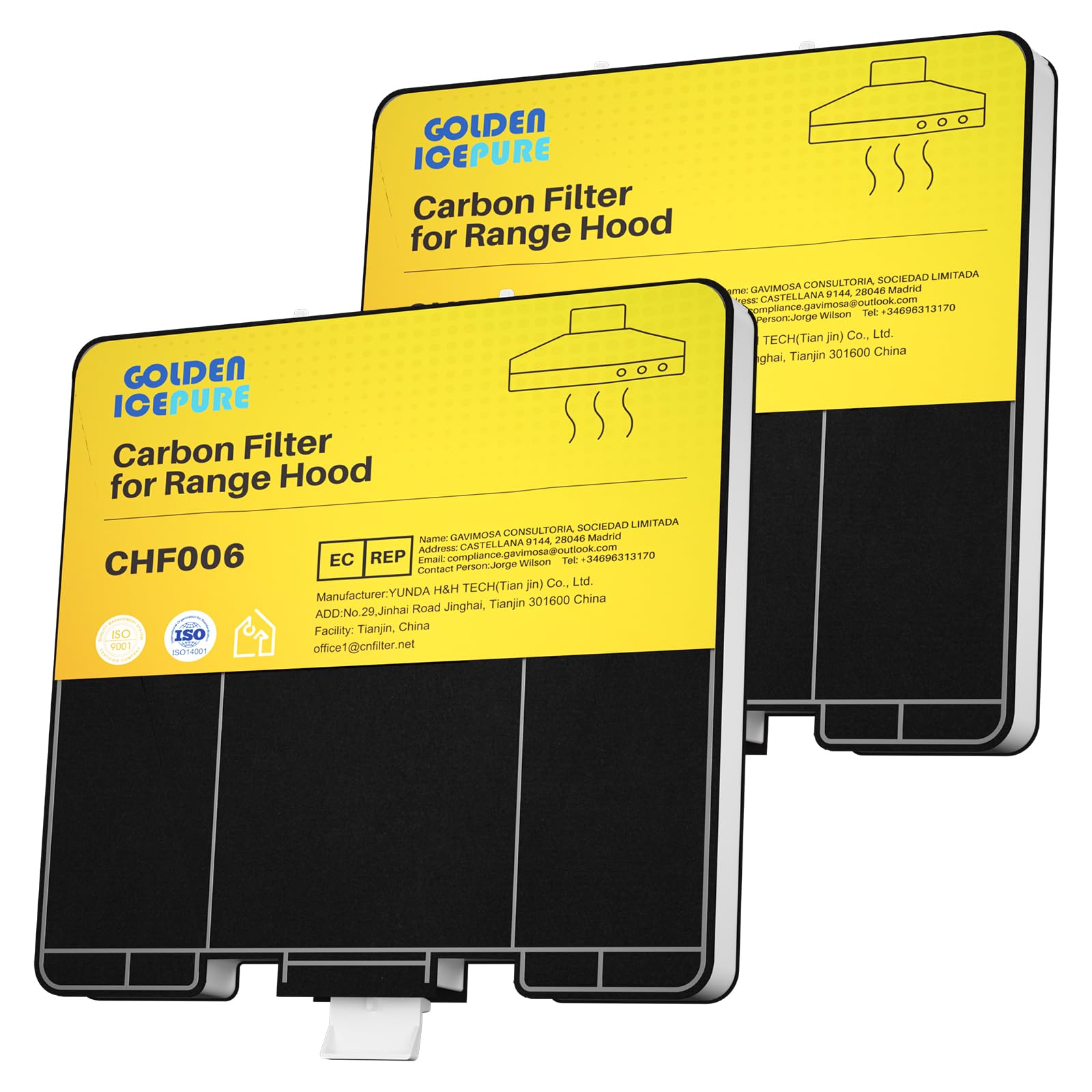 GOLDEN ICEPURE Activated Carbon Filter Cooker Hoods Compatible with Siemens LZ53251, Bosch DHZ5325, Neff Z5101X1, VVZ52V40, 2 Pieces