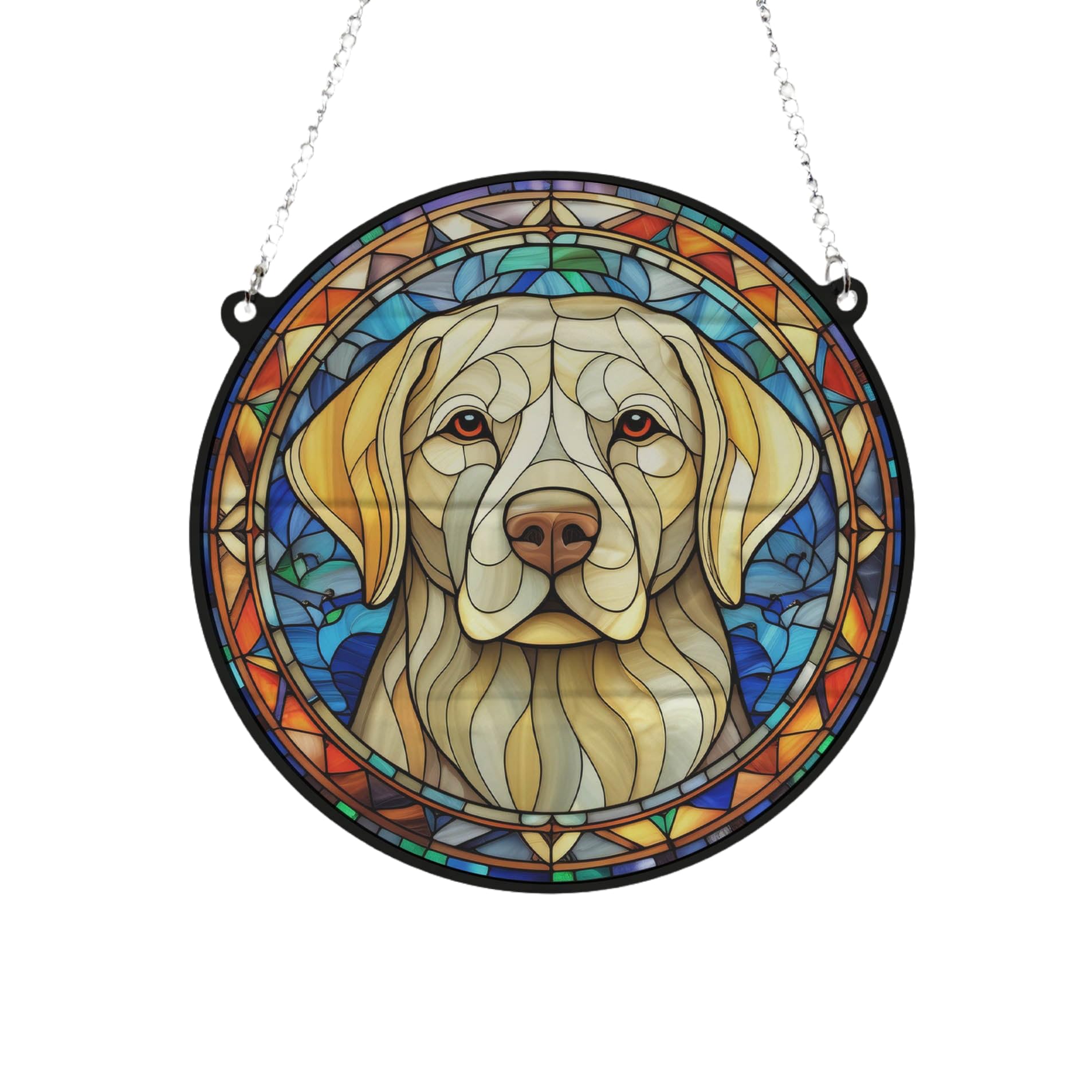Image Industry Labrador Yellow Stained Glass Effect Suncatcher - Garden Gift - Dog Gift - Pet Memorial (13cm)
