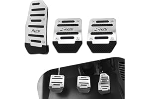 Sumjig 3 PCS Car Foot Pedal Kit, Alloy + Rubber Anti-Slip Transmission Accelerator Pedal Brake Pedal Cover Clutch Anti-Friction Pedal, Modification Accessories, for Most Manual Vehicles (Silver)