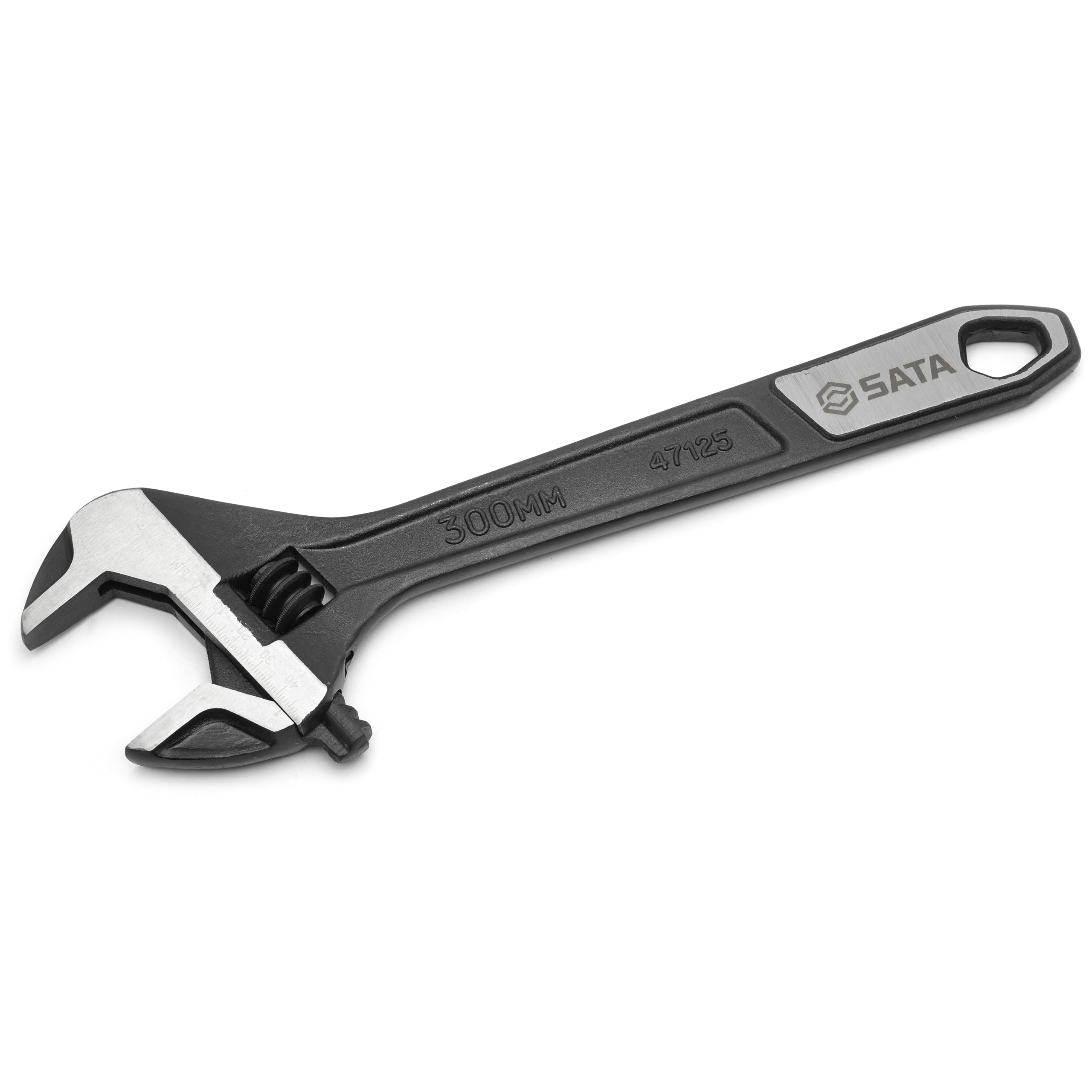 SATA ST47125 12-Inch Extra Wide Jaw Adjustable Wrench/Spanner with Forged Alloy Steel Body and Chrome Plated Finish Black Phosphate/Polished