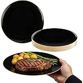 Blue Sky Organic Black/Gold Rim Plates (10 Pack) – 9" Elegant Plastic Disposable Dishware for Parties & Events
