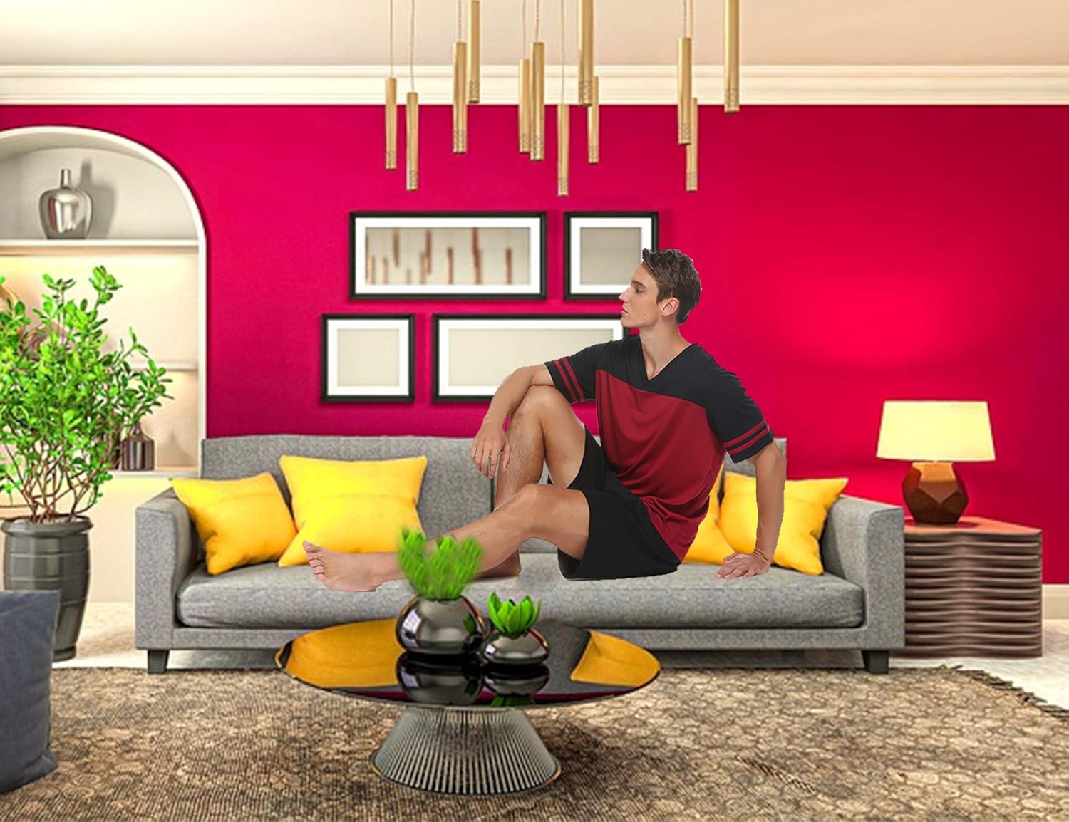 Avidlove Men Pajama Shorts Set Short Sleeve Sleep Set VNeck PJ Set 2 Piece Set Sleepwear