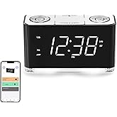 iTOMA Bluetooth Clock Radio, 1.4 inch White LED Display Alarm Clock, FM Radio, Dual Alarm, Cell Phone USB Charge Port, Night 