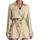 GORGLITTER Women's Double Breasted Trench Coat Causal Long Lapel Tredny Overcoat with Belt 2025