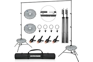 BENOISON Backdrop Stand - 10x8.5ft(WxH) Photo Studio Adjustable Background Stand Support kit with 4 Crossbars, 8 Clips, 2 Waterbags and Carry Bag for Parties, Events Decoration, Wedding, Photography