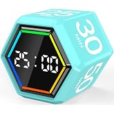 Rotating Pomodoro Timer Cube 3/5/10/25/30/50 min with Colorful Visual Bar | Desk Productivity Flip Timer for Kids Adults, Vibration/Silent/Sound, Adjustable Volume, for ADHD Study Work, Mint Green