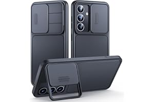 TAURI for Samsung Galaxy S24 Case with Kickstand & Camera Cover, [Slide Camera Cover] [Rugged Drop Protection], Protective Hard Back Soft Edge Phone Case for Samsung Galaxy S24 Case-Black