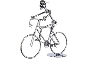 BERRY PRESIDENT Hand Soldering Home Decor Cast Iron Wires and Screws Statue/Figurine Bicycle Rider/Bicycle Bike Race Handicraft Works (8")