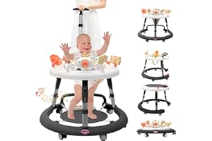 URMACHMORE Baby Walker, Baby Walkers and Activity Center, Baby Walker Baby Jumper Activity Center,Baby Walker with Wheels for Boys Girls, Baby Walker with Wheels for 6-18 Months (Black)