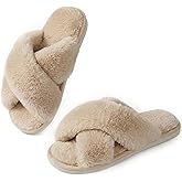 Ankis Womens Fuzzy Slippers Memory Foam Cross Band Cozy House Slippers Plush Home Fluffy Furry Slippers Open Toe Cute Soft Ladies Indoor Outdoor Slipper Slides Wedding Bride Shoes Gifts