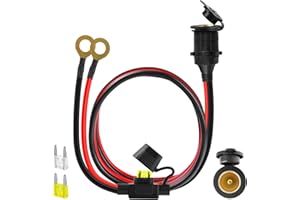 Cigarette Lighter Socket 3FT, 12V Cigarette Lighter Socket 2.5mm²/13AWG, 12V Power Outlet 20A Waterproof and Dustproof, 12V Outlet Socket with Inline Fuse Holder, Car Fuses 20A 25A by XIOGZAXI