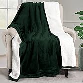 Utopia Bedding Sherpa Blanket Throw Size (Forest Green, 50x60 Inches) - Soft Lightweight Plush Fleece Reversible Blanket for Bed, Sofa, Couch, Camping and Travel