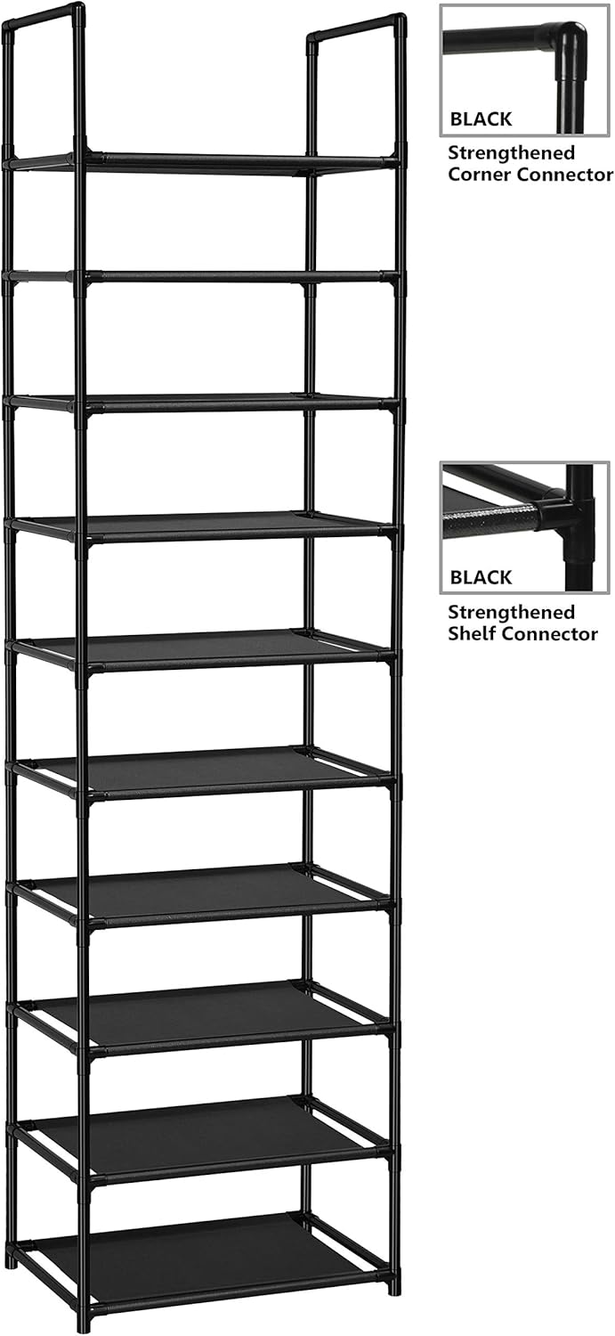 enclosed shoe rack for garage on Clothing Closet Storage Fiducial Home 10 Tiers Shoe Rack 20 25 Pairs Sturdy Shoe Shelf Storage Organization