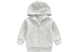 Gueuusu Toddler Baby Zip Up Hoodies Boy Girl Long Sleeve Hooded Sweatshirt Jacket Top with Pocket Kid Casual Outwear Clothes